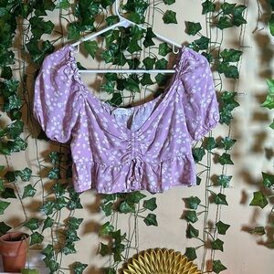 Purple elodie floral crop top